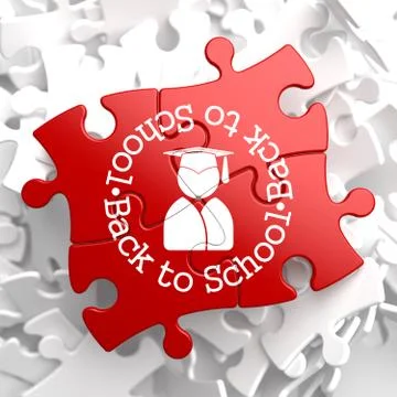 Back to School on Red Puzzle. Stock Illustration