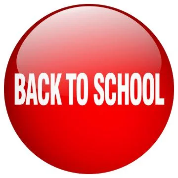 Back to school red round gel isolated push button Stock Illustration