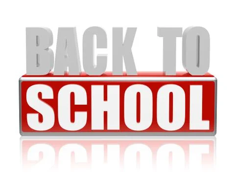 Back to school in red white banner - letters and block Stock Illustration