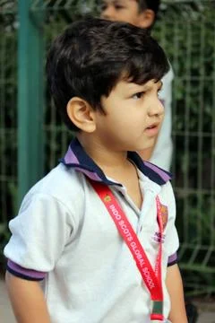 Back to school. Reopening the school. First day of a nursery student. Stock Photos