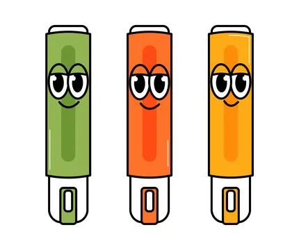 Back to school retro contemporary vector art. Set of characters markers in .. Stock Illustration