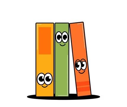 Back school retro cute characters. Set of three funny books with cute faces.. Stock Illustration