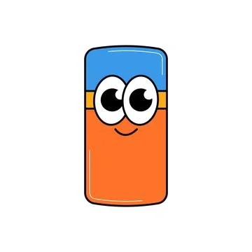 Back to school retro funky character. Funny eraser with face. Groovy elemen.. Stock Illustration