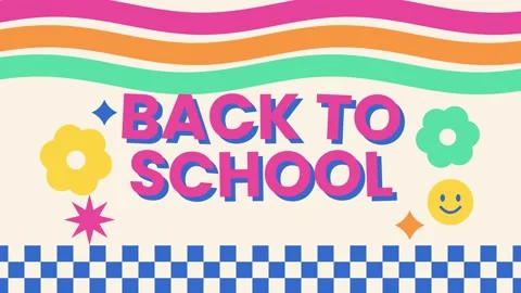 Back To School Retro Groovy Text Reveal Video stock 344109800