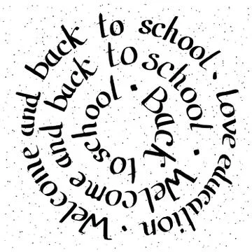 Back to school round lettering Illustrazione stock