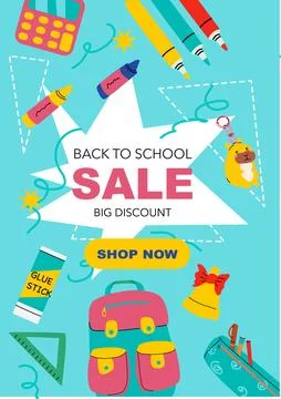 Back to school Sale background, school and kindergarten or college education Stock Illustration