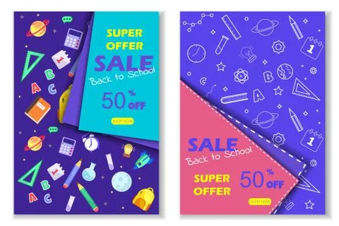Back to school sale banner. Vector eps 10 format Stock Illustration