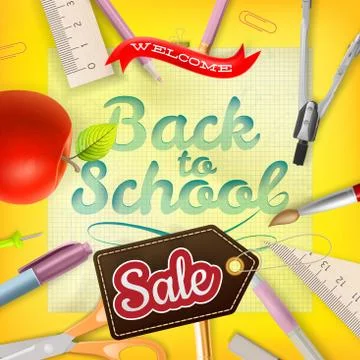 Back to School Sale Design. EPS 10 Illustrazione stock