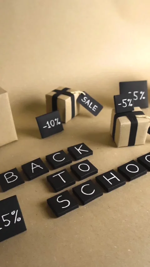 Back to school sale with gifts and discounts Stock Footage 341862453