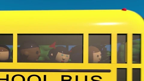 Back to school. School bus goes to school. Children look in the window of a Stock Footage 78728727
