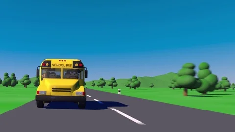 Back to school. School bus goes to school. The children go to school. Video stock 78763360