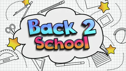Back to School with school elements on paper Stock Footage 166370908