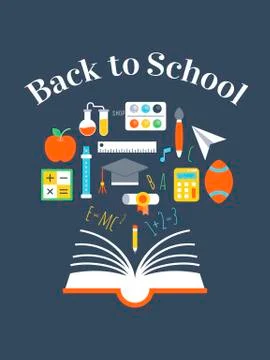 Back to school, School elements poster template イラスト素材