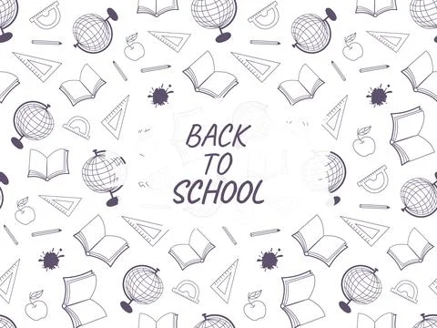 Back to school with school supplies in doodle style Stock Illustration