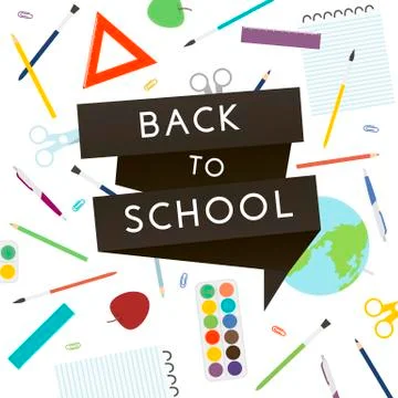 Back to School with school supplies. Vector illustration Illustrazione stock