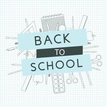Back to School with school supplies. Vector illustration. Illustrazione stock