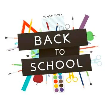 Back to School with school supplies. Vector illustration. Illustrazione stock