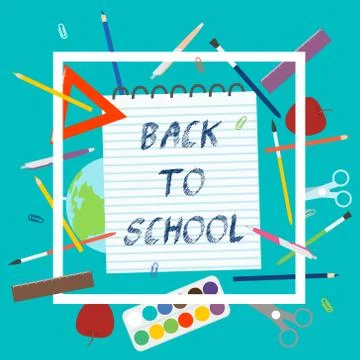 Back to School with school supplies. Vector illustration. 스톡 일러스트