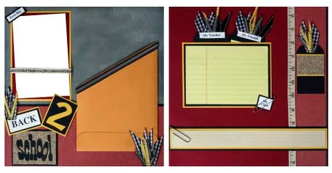 Back to school scrapbook frame template Stock Photos