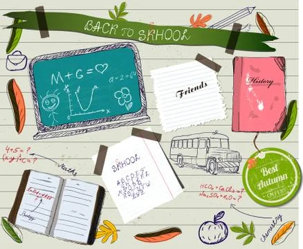 Back to school scrapbooking poster. Stock Illustration