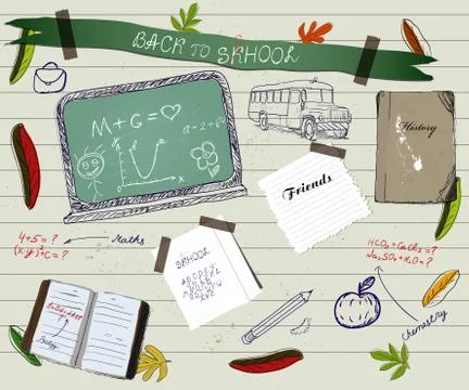 Back to school scrapbooking poster2. Stock Illustration