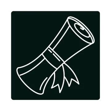 Back to school, scroll certificate graduation elementary education block and Stock Illustration