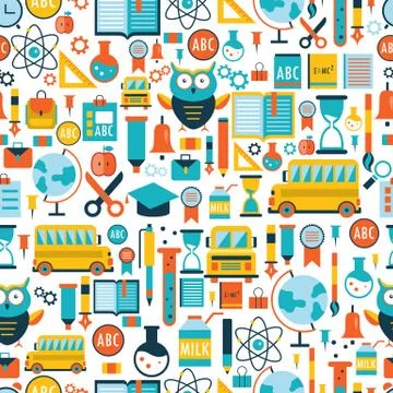 Back to school seamless background pattern Stock Illustration
