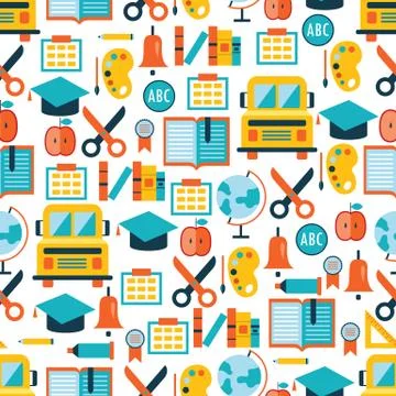 Back to school seamless background pattern Stock Illustration