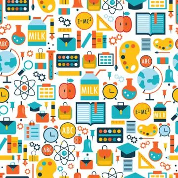 Back to school seamless background pattern Stock Illustration