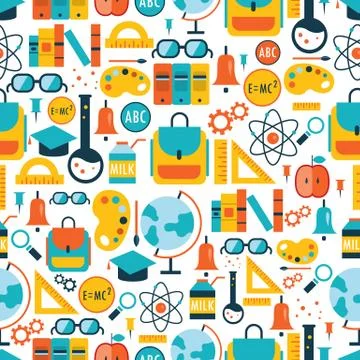 Back to school seamless background pattern Stock Illustration