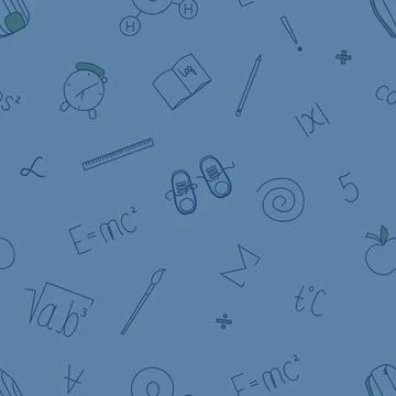 Back to school seamless outline pattern. Different school supplies and tools  Stock Illustration