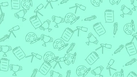 Back to School Seamless Pattern Background with Education Icons. Stock Footage 321852039