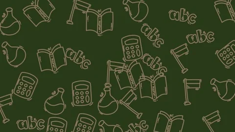 Back to School Seamless Pattern Background with Education Icons. Stock Footage 321852040