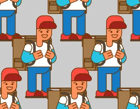 Back to school seamless pattern. Boy and Backpacks. Background for September  Illustrazione stock