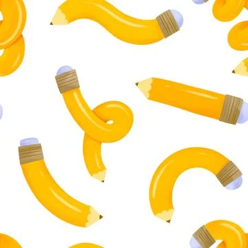 Back to school seamless pattern with funny hand drawn wavy pencils for chil.. Stock Illustration