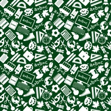 Back to school seamless pattern on green background イラスト素材