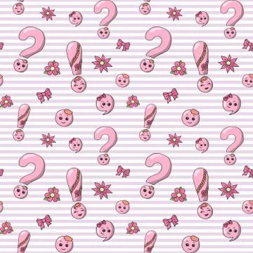 Back to school seamless pattern with hand drawn cute kawaii punctuation marks Stock Illustration