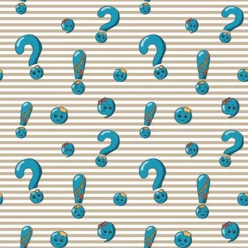 Back to school seamless pattern with hand drawn cute kawaii punctuation marks. Stock Illustration