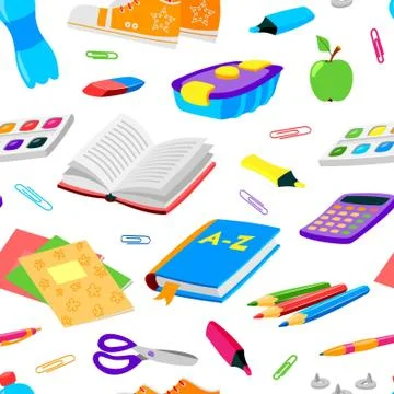 Back to school seamless pattern for September autumn seasonal school store Illustrazione stock