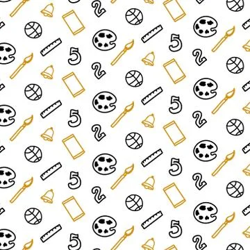 Back to school seamless pattern sketch doodle 스톡 일러스트