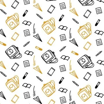 Back to school seamless pattern sketch doodle Illustrazione stock