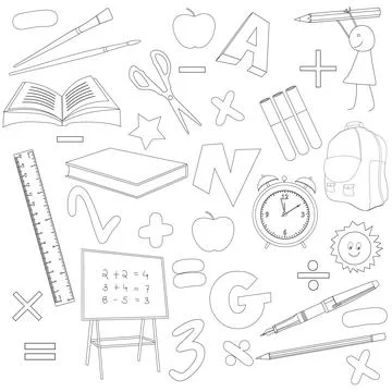Back to school seamless patterns. Stock Illustration