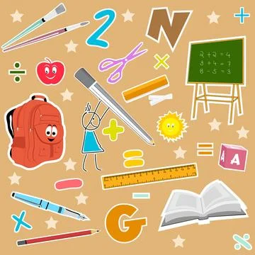 Back to school seamless patterns. Stock Illustration