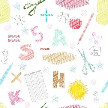 Back to school seamless patterns. Stock Illustration
