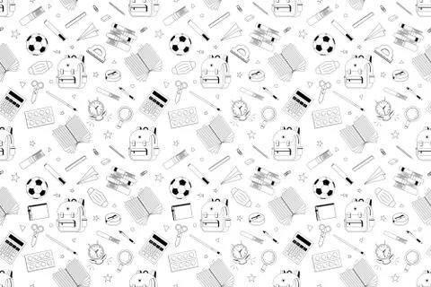 Back to school seamless patterns school background 2 스톡 일러스트