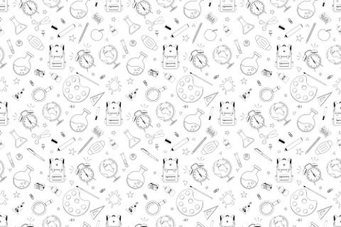 Back to school seamless patterns school background 스톡 일러스트