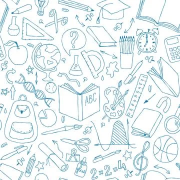 Back to school seamless vector pattern. Good for textile fabric design, wrapp Stock Illustration