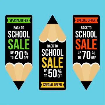 Back to school, Set of banner pencil shaped Stock Illustration