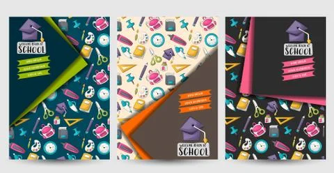 Back to school set of flyers. Printable brochure template. Vector illustrator Stock Illustration