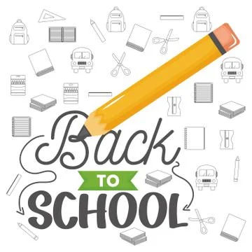 Back to school set icons pattern Stock Illustration